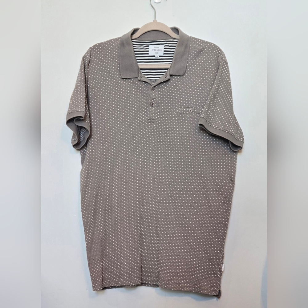 💥4 for $30💥 Men's Peter Werth Gray Dotted Polo Shirt size XL